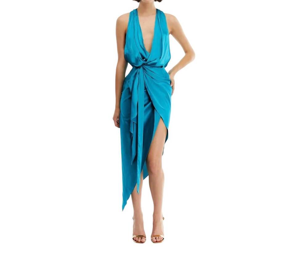 NEW MOTHER OF ALL perry silk dress in blue